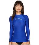 O'Neill UV Sun Protection Womens Basic Skins Long Sleeve Crew Sun Shirt Rash Guard, Tahitian Blue, X-Small