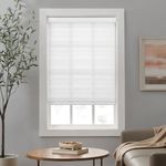 Eclipse Zebra Cordless Roller Shades, Dual Layer Fabric Window Shades, Light Filtering Shades for Privacy, Easy Lift Blinds with Cassette Valance, 34 in Wide x 72 in Long, in White