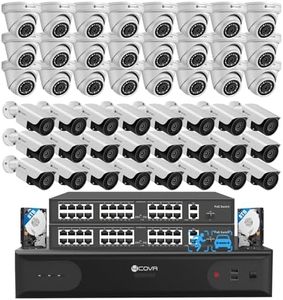 4COVR 64 Channel Security Camera System, Human/Vehicle Detection, UtraHD 8MP NVR 16TB HDD, 24 Dome 24 Bullet 5MP Commercial PoE IP Camera IP67 Night Vision, 24/7 Business Surveillance, LYH37E5M6448