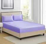RD TREND® Satin Fitted Bedsheet King Size 78x72x10 Inch, Elastic Bedsheets for King Size Bed with 2 Pillow Covers-18x28 Inch (Lavender)