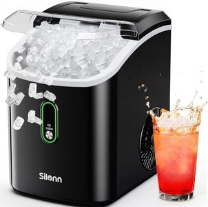 Silonn Nugget Ice Maker Countertop, Portable Pellet Ice Machine with Self-Cleaning Function, Sonic Ice Maker Produces 33lbs of Chewable Ice in 24 Hours, Ideal for Home Kitchen and Office, Black