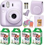 Fujifilm Instax Mini 12 Instant Camera Pastel Blue with Film Value Pack (40 Sheets) + Accessories Including Galaxy Carrying Case Strap, Photo Album, Stickers (Purple)