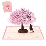 Vicloon 3D Pop Up Card, Romantic Lovers Card with Couples Under Cherry Tree, Anniversary Card, Valentine's Day Card, Wedding Card, Birthday Card with Envelope for Wife Husband Girlfriend Mother