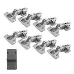 LOOTICH 110 Degree Half Overlay 35mm Soft Close Hinges with Hydraulic Damper for Kitchen Cabinet Cupboard Wardrobe Door Automatic Hinges with Cushioning European Type Pack of 8 with Drilling Template