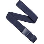 Arcade Belts A2 Slim Adventure Belt: Heavy Duty Stretch, Metal Free Buckle, Atlas - Navy, Standard (Up to 40"); 1.25" Slim Width