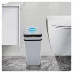 Bathroom Trash can,Smart Touchless Trash Can,Automatic Motion Sensor Compost Bin with Lid,2.4 Gallon Plastic PP Rubbish Can, Kitchen, Bathroom, Office, Bedroom Trash can (Grey)