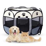 MAK7 ONLINE BIZ Portable Folding Pet Tent and Playpen, Octagonal Design Dog House Cage, Small Size 73CM * 73CM * 43cm (Grey-White)