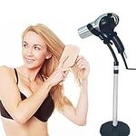 Hair Dryer Holder, ABS Stainless Steel Free Standing Adjustable Removable Suction Cup Hands Free Holder Stand Shelf Rack Household Accessories for Pets Nail Women Home 15.7 x 7.5 x 2.4 inches