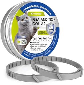 Flea and Tick Collar for Cats – Natural Essential Oil Formula, 60 Days Repellent Protection, Waterproof & Adjustable Flea Collar for Small, Medium & Large Cats (Grey, 2 Pack)