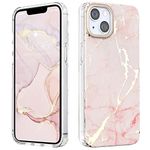 MATEPROX Compatible with iPhone 14 Case, Marble Shining Slim Hard PC Stylish Geometric Protective Cover Shockproof Skin Cases for iPhone 14 6.1'' 2022-Frosted Pink