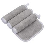 KinHwa Microfibre Face Cloths for Cleansing Reusable Flannels Makeup Remover Cloth Ultra Soft Washcloths with Water Only 15x30cm Pack of 3 Light Grey