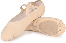 Bestgift Girls Ballet Shoes Women Dance Shoes Leather Sole Yoga Shoes Soft Beige 8