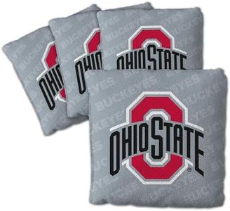YouTheFan Officially-Licensed NCAA Ohio State Buckeyes Set of 4 Cornhole Bags - All Weather Regulation 6” x 6” Size - 16oz Weight - Designed in USA