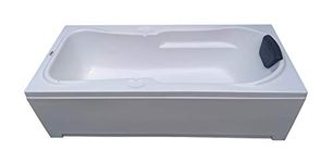 MADONNA Rex 5.5 Feet Acrylic Freestanding Bath Tub with Front Panel (with Headrest) (White)