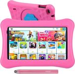 AWOW 10.1 inch Kids Tablet with KIDOZ, Android 13, Quad Core, 8GB+128GB, Kids-Proof Case, Stylus Pen, Parental Controls, Dual Cameras - Pink