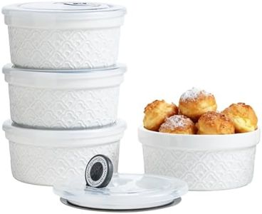 MISSYSSIM Ramekins 12 oz with Lids Oven Safe, Creme Brulee Ramekins with Covers, Ceramic Small Baking Dishes Set of 4, Souffle Dishes Bowls - Microwave and Dishwasher Safe, White Cloud