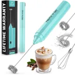 Zulay Froth N Go Milk Frother Rechargeable - 3-in-1 Frother Wand With Case & USB-C Charger - Comes With 3 Whisk Attachments for Latte, Cappuccino, Matcha, Protein Shakes - Aqua