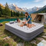 WTEZ Inflatable Air Bed for Camping & Travel, Queen Size 18 Inch Double Height Air Mattress for Home & Guest Use with Electric Pump & Pillows