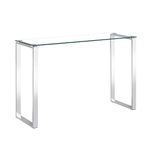 Charles Jacobs Clear Glass Console Table with Mirrored Finish Chrome Legs for Hallway Living Room Bedroom