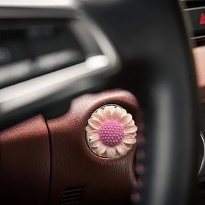 Push to Start Button Cover，Engine Start/Stop Resin Flower Starter Cover (for Decorative Accessories) (Pink)