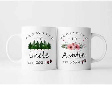 LXQM Promoted To Auntie Uncle 2024 Mugs, Pregnancy Announcement Gifts for New Auntie Uncle Mug Set of 2, New Uncle Gifts New Aunt Gifts from Sister Brother, 11 oz Coffee Cup Birthday Christmas Gifts