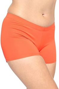 STRETCH IS COMFORT Women's Nylon Booty Shorts Neon Orange X-Large
