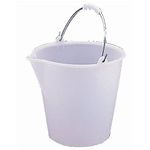 Jantex Heavy Duty Plastic Bucket with Handle 12 Litre, White, Cleaning Bucket, Colour Coded Cleaning, Size: 32(H)x35(Dia)cm, Graduated Bucket with Pouring Lip, Professional & Home Use, L571