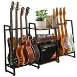 Arzuza Music Multi-Guitar and Amp Stand, Guitar Rack for 8 Guitars, Adjustable, Finish Friendly. Guitar Stands Floor