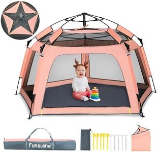 Funsland Pop-Up Tent for Outdoor - Play Tent for Beach with Canopy Portable for Kids and Toddlers(Orange-Pink)