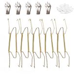 Robyse Pack of 5 8-Inch Spring Style Invisible Plate Tray Dish Wire Hanger Holders Brass Coated, Holds 7.5" to 9.5" Plates（5 Pack）