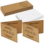 Sinmoe 50 Sets Gift Certificates for Business Kraft Blank Gift Certificate Cards with 50 Pcs Envelopes a Gift for You for Beauty Salon Restaurants Birthday Client, 3.9 x 5.9 Inch (Dark Brown)