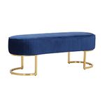 Heavenly Collection Orquidia Blue Upholstered Velvet Bench Bench with Shinny Legs, Contemporary Styling Furniture