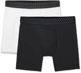 Tommy John Men’s Mid-Length Underwear 6”, Cotton Basics Boxers with Contour Pouch, Soft Breathable Stretch Fabric Mens Underwear for Daily Wear, 2 Pack (White/Black, Small)