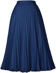 GRACE KARIN Women's Chiffon Skirts Swing Pleated Flared Swing Skirt Navy XXL