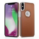 Pikkme Chrome Leather Back Cover | Flexible Pu Leather | Full Camera Protection | Silver Electroplated Chrome | Bumper Case for iPhone Xs Max (Chrome Brown)