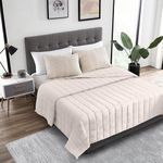 HomeSmart Products Weighted Blanket King Size 50lbs - The Heaviest Weighted Blanket - Ultra Soft Fabric - California King Size 50 lbs Khaki Tan Taupe Beige