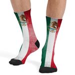 American Flag Crew Socks for Men Women, Novelty Mid-Calf Socks Casual Funny Crazy Dress Socks, Mexico Flag, One Size