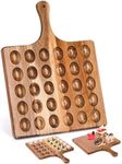 Okllen 30 Holes Reversible Wooden Deviled Egg Platter with Handle, Acacia Wood Deviled Egg Tray Charcuterie Board, Deviled Egg Holder, 17"x13"