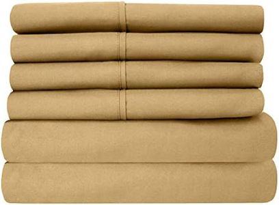 Sweet Home Collection 6 Piece 1500 Thread Count Brushed Microfiber Deep Pocket Sheet Set - 2 Extra Pillow Cases, Great Value,Queen,Camel