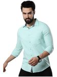 Tee Projekt Men's Solid Slim Fit Casual Shirt, Full Sleeve Shirt for Casual Wear & Formal Wear Gift for Father,Boys Aqua Blue