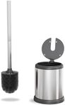 ToiletTree Products Toilet Brush with Lid - Sleek Toilet Bowl Brush and Holder - Toilet Scrubber Brush Set with Heavy-Weight Base - Lidded Toilet Bowl Cleaner Brush and Holder - Chrome