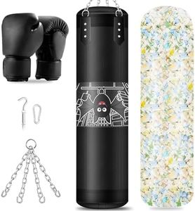 Kids Punching Bag Set, 2.75ft Filled Heavy Bag Kickboxing Bag with 2KG Sponge & 6oz Gloves, Hanging Boxing Bag for Kids Youth Boxing, MMA, Muay Thai, Karate, Martial Art, Home Gym Training