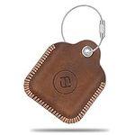 Fintie Genuine Leather Case for Tile Mate/Tile Pro/Tile Sport/Tile Style/Cube Pro Key Finder Phone Finder, Anti-Scratch Protective Skin Cover with Keychain, Brown