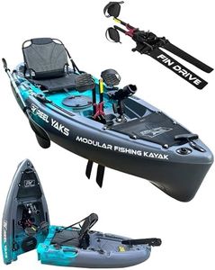 Reel Yaks Raptor Modular Fishing Kayak - Fin Drive, 9.5ft, 380 lbs Capacity, Cyan Gray - Pedal Fishing Kayaks for Adults & Youth, Sit on Top, Compact Storage, Lightweight, Easy Transport