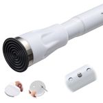 White Tension Curtian rod no drill, 42 to 100 inch Adjustable Heavy Duty black shower curtain rod for Windows bathroom Closet
