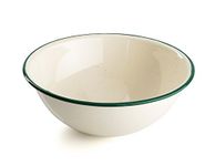 GSI Outdoors 8314 Deluxe Green Rimmed Enamelware Bowl 6", Enameled Steel, Cream