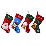 Always Personal Personalised Embroidered Christmas Xmas Hanging Stockings - Santa, Snowman, Reindeer or Penguin with Custom Name (Santa)