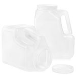 Yesland 2 Pack Clear Plastic Gallon Jar with Handle and Airtight Lid - Square Empty Storage Containers and Jugs - 1.25 Gallon Wide Mouth Bottles for Craft Supplies, Paint, Detergent Storage, Liquids