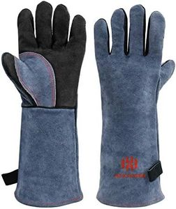 HZXVOGEN Welding Gloves 16 Inches 932°F Heat Fire Resistant BBQ Grill Gloves for Arc Tig Mig Wood Stove Barking Anti Animal Biting Welder Gloves - Free Size for Men Women