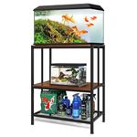 GADFISH Fish Tank Stand for up to 20 Gallon Aquarium, Metal Aquarium Stand for Fish Tank Accessories Storage, 3-tier Fish Tank Rack Shelf Reptile Turtle Tank Stand for Home Office, 27" L x 15.7" W,